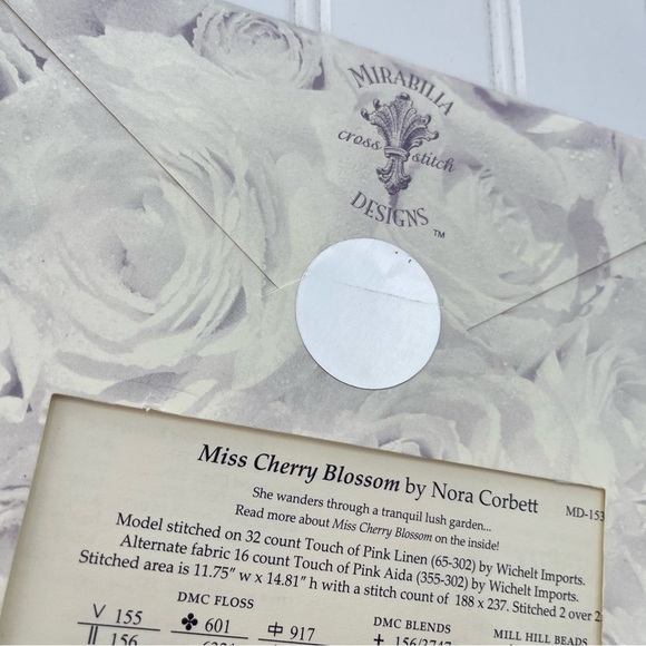 Mirabilia Designs Miss Cherry Blossom Japanese Vintage Cross Stitch Pattern - Picture 5 of 5